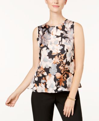 Kasper - Floral-Print Jewel-Neck Shell