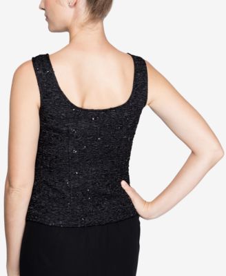 Alex Evenings Sequined Textured Jacket & Shell