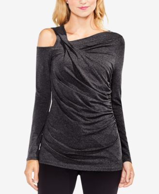 Vince Camuto Asymmetrical Cold-Shoulder Ruched Top - Macy's