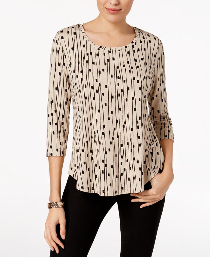 JM Collection 3/4-Sleeve Printed Tunic Top, Created for Macy's