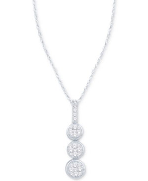 image of Diamond Triple Cluster Pendant Necklace (1/5 ct. t.w.) in 10k White Gold