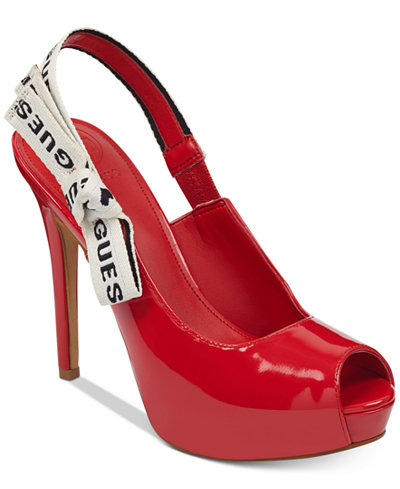 GUESS Women's Harlem Slingback Platform Peep-Toe Pumps - Pumps - Shoes ...