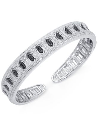 Macy's Diamond Cuff Bangle Bracelet (1/4 Ct. T.w.) In Sterling Silver ...