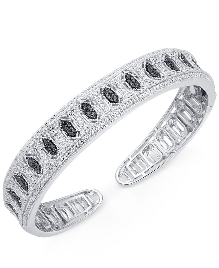 Macy's Diamond Cuff Bangle Bracelet (1/4 ct. t.w.) in Sterling Silver Macy's