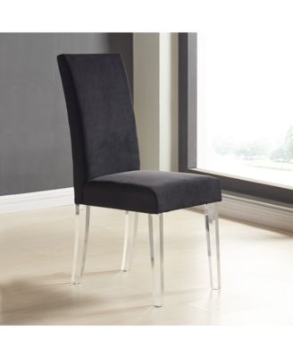 Dalia Modern and Contemporary Dining Chair in Black Velvet with Acrylic Legs - Set of 2