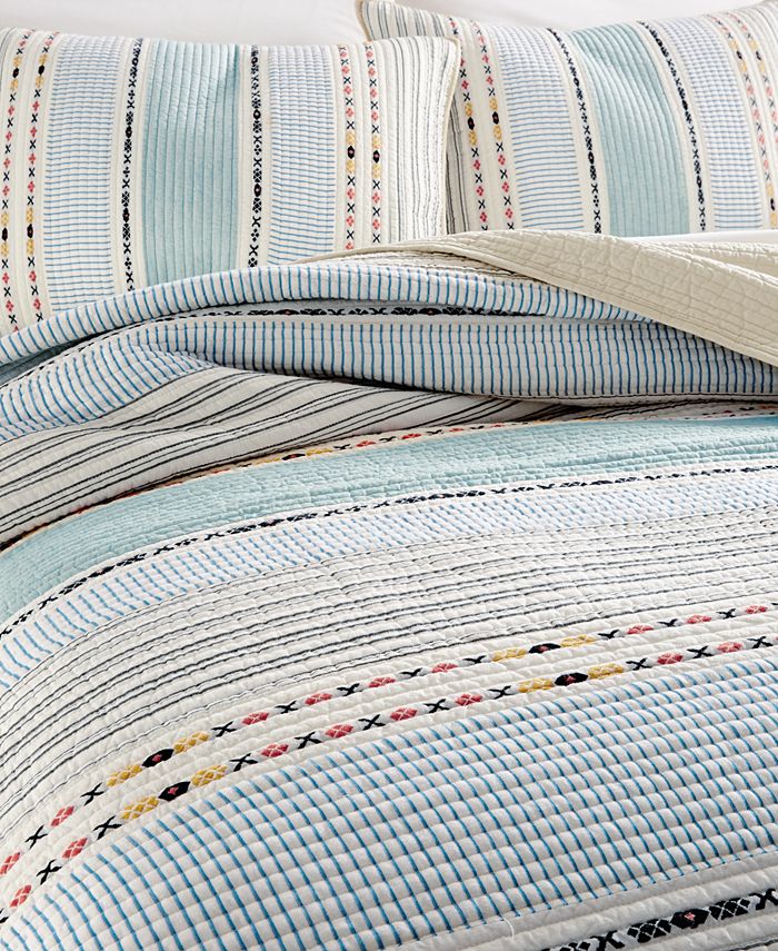 Martha Stewart Collection Cotton EarthTone Stripe King Quilt, Created