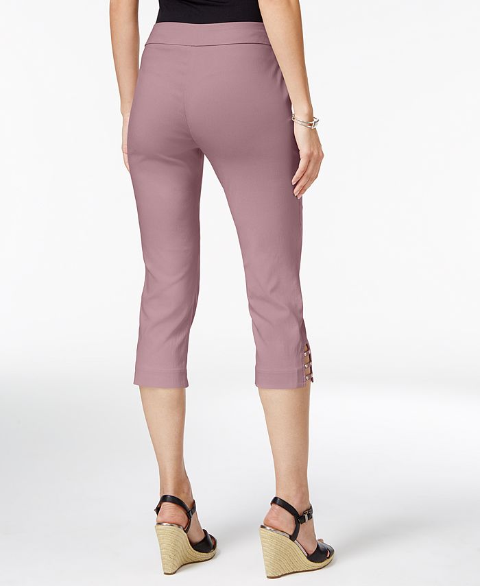 JM Collection Petite TummyControl LatticeHem Capri Pants, Created for
