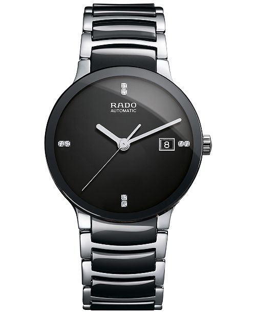 Rado Men S Swiss Automatic Centrix Diamond Accent Stainless Steel Black High Tech Ceramic Bracelet Watch 38mm Reviews All Fine Jewelry Jewelry Watches Macy S