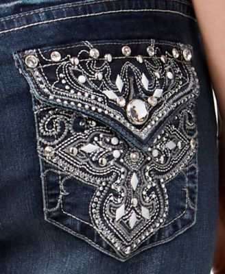 Earl Jeans Juniors' Embellished-Pocket Flare-Leg Jeans - Macy's