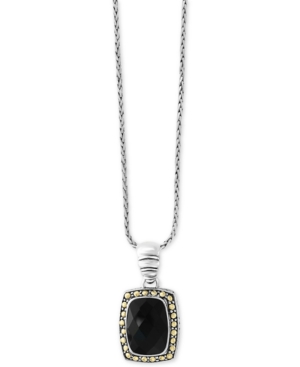 image of Eclipse by Effy Onyx (14 x 10mm) Pendant Necklace in Sterling Silver & 18k Gold