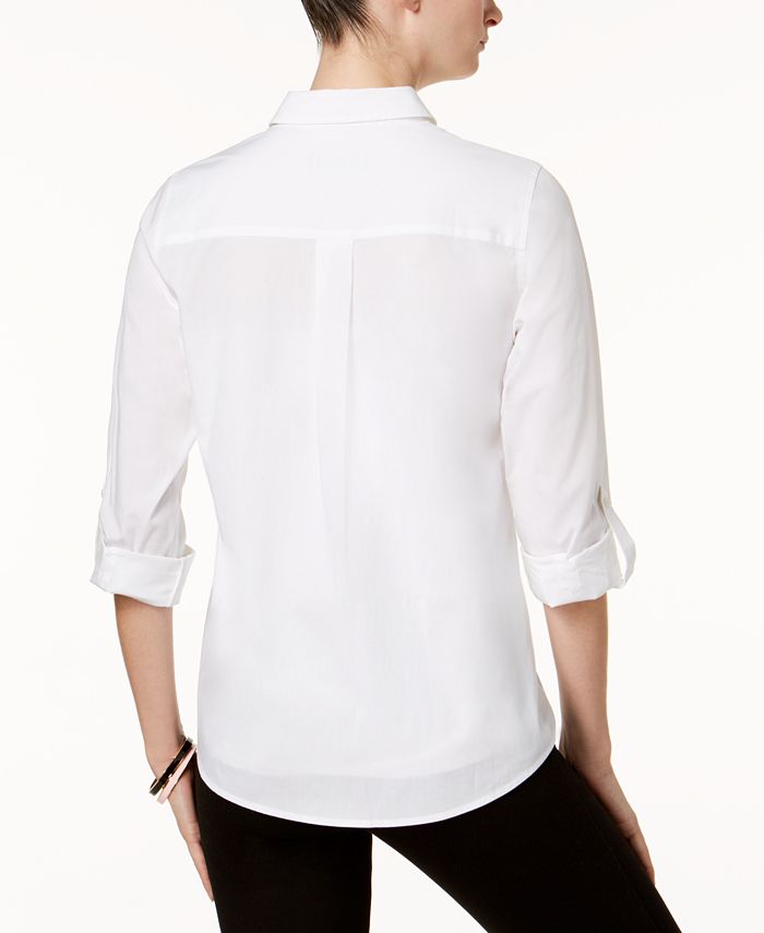 Charter Club Petite Cotton Embellished Shirt, Created for Macy's Macy's