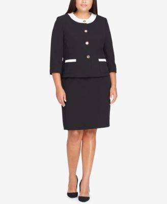 macy's black skirt suit