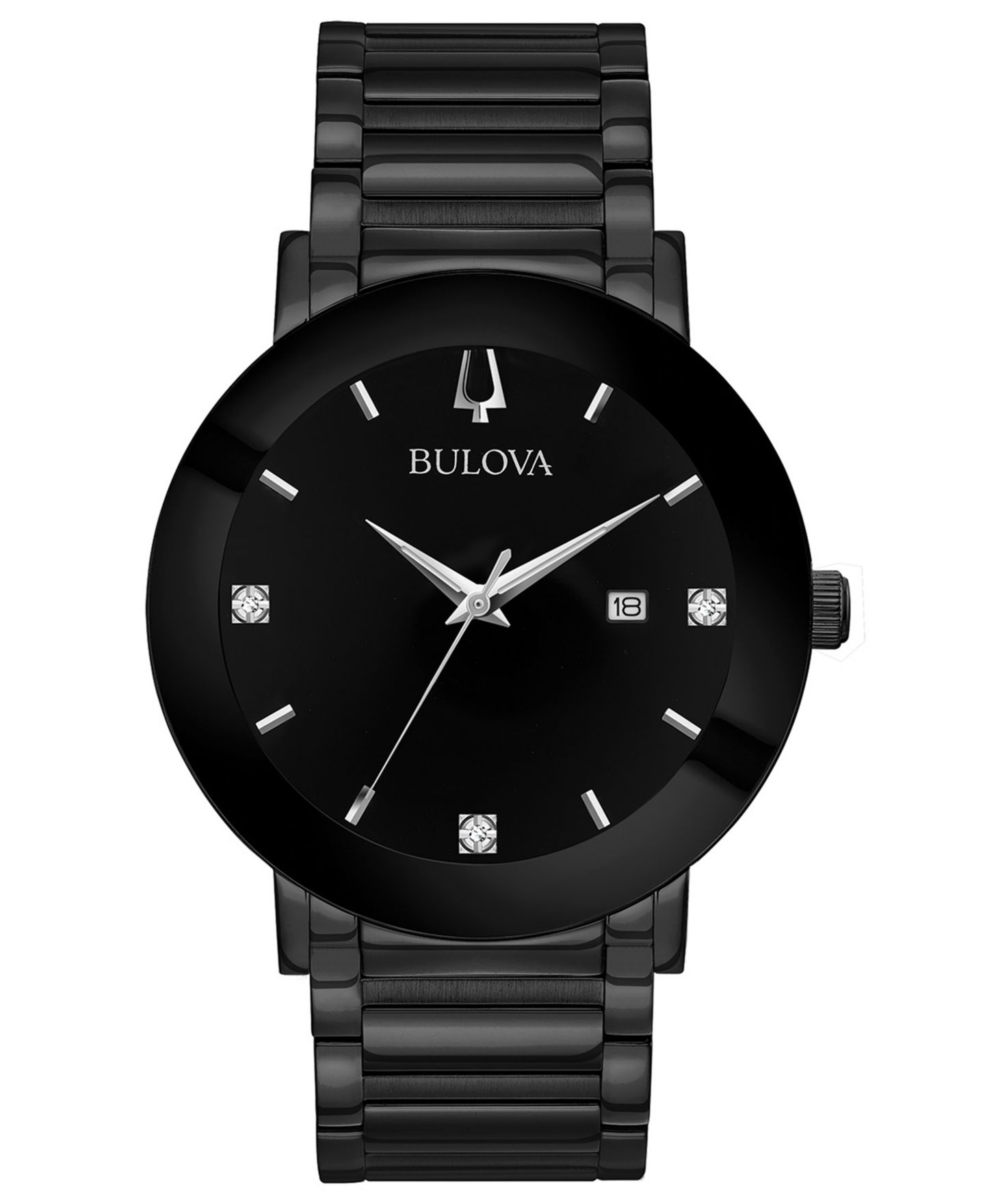Мужские часы Bulova Futuro Diamond-Accent Black Stainless Steel Bracelet Watch 42mm — фото 1