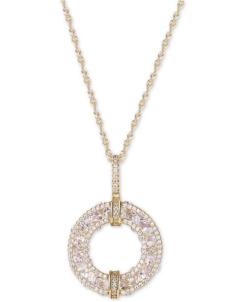 Macy's Cubic Zirconia Circle Pendant Necklace in Sterling Silver ...