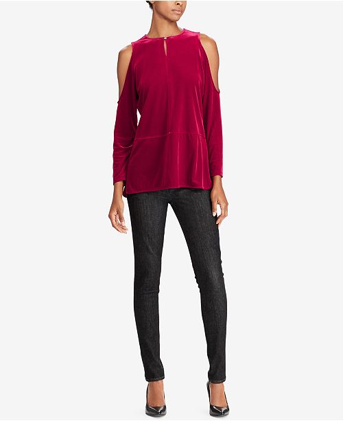 Lauren Ralph Lauren Velvet ColdShoulder Top & Reviews Tops Women