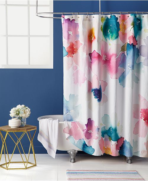 watercolor floral shower curtain