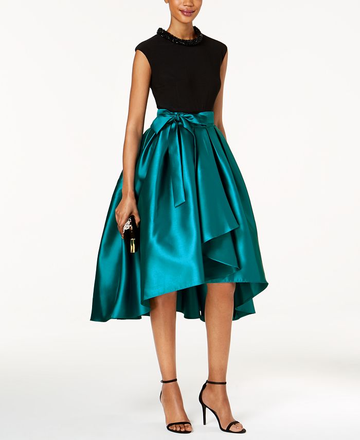 SL Fashions Embellished-Collar Satin High-Low Dress & Reviews - Dresses ...