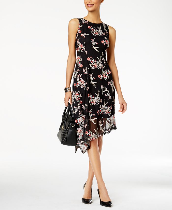 Alfani Petite Floral-Embroidered Fit & Flare Dress, Created for Macy's ...