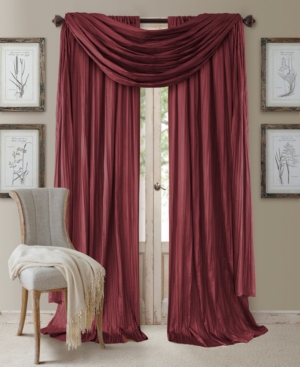 Elrene Athena Rod Pocket 52" X 95" Pair Of Curtain Panels With Scarf Valance, Set Of 3 In Red
