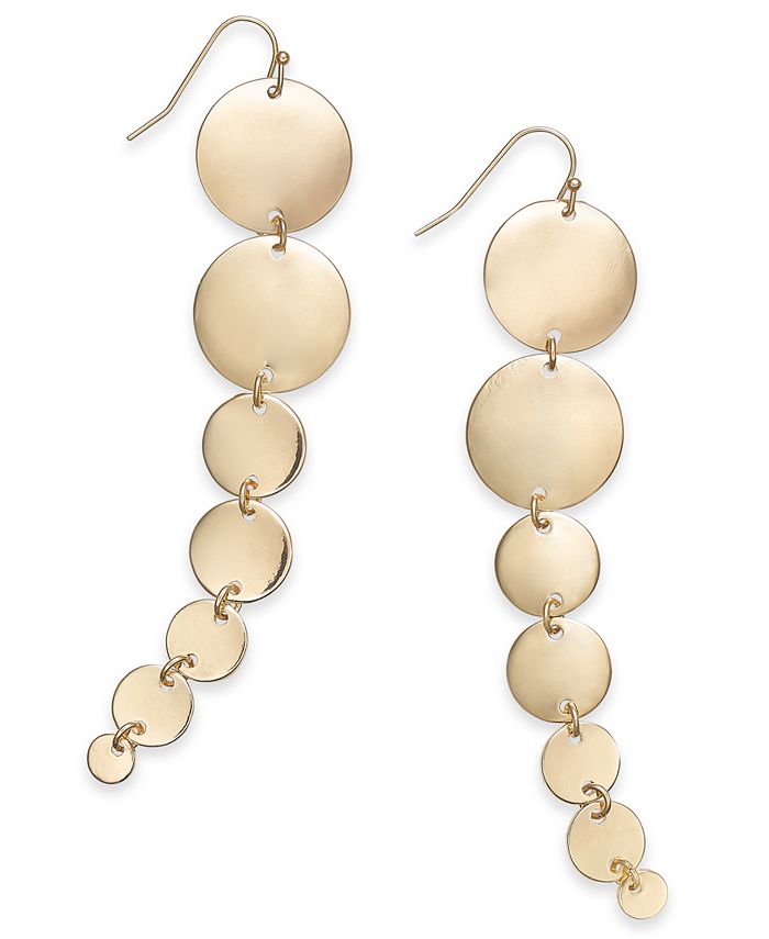 Thalia Sodi Gold-Tone Graduated Disc Linear Drop Earrings, Created for ...