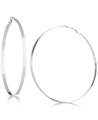 3-3/4" Flat-Edge Hoop Earrings 