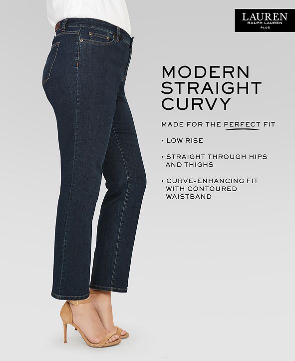 Ralph Lauren Women's Super Stretch Modern Curvy Straight Jeans Blue Size 12