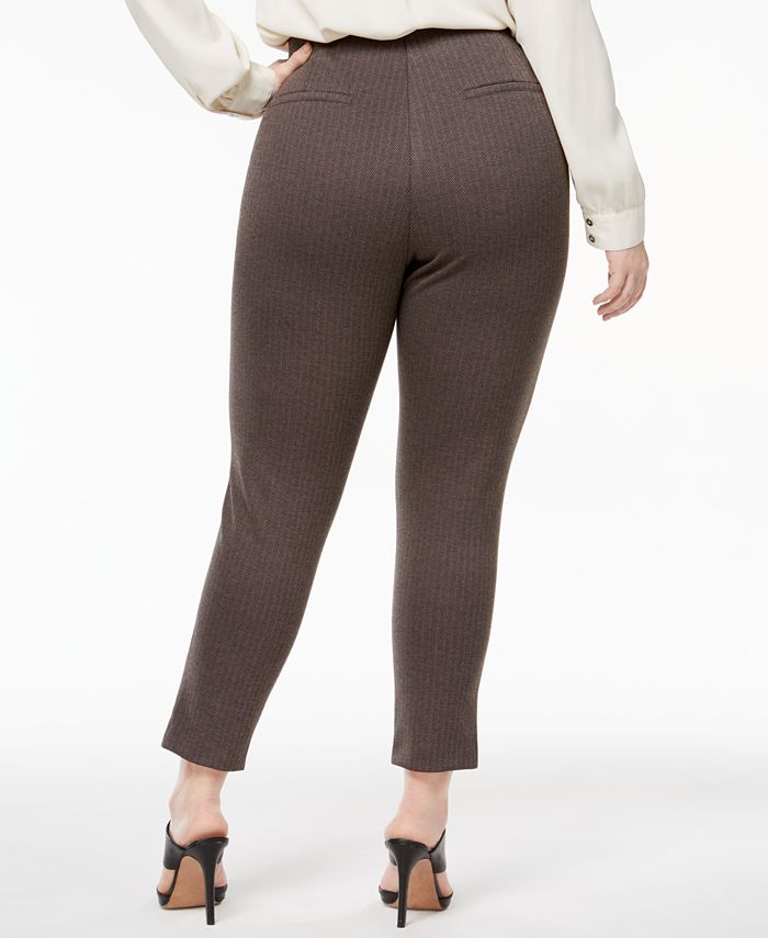 Anne Klein Plus Size Herringbone Skinny Pants - Macy's