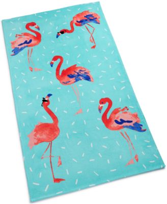 Martha Stewart Collection - Flamingo Sprinkle Cotton Graphic-Print Beach Towel