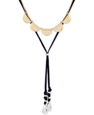Lucky Brand - Two-Tone Leather Lariat Necklace