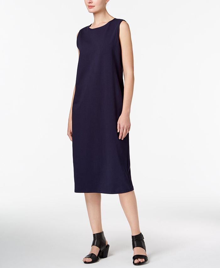 Eileen Fisher Organic Cotton Midi Shift Dress, Regular & Petite - Macy's