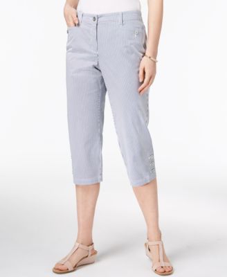 Karen Scott Striped Capri Pants 