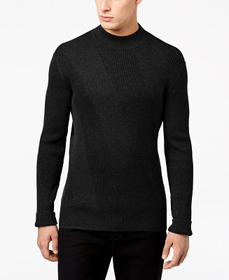 Alfani Men's Mixed Rib-Knit Mock-Neck Sweater, Created for Macy's ...