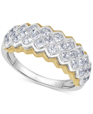 image of Diamond Two-Tone Pyramid Band (1 ct. t.w.) in 14k Gold & White Gold