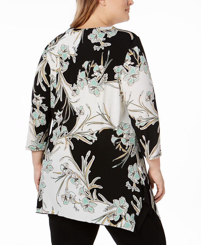 JM Collection Plus Size Printed Keyhole Tunic, Created for Macy's - Macy's