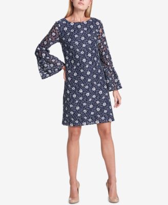 Tommy Hilfiger Lace Bell-Sleeve Dress, Created For Macy's - Macy's