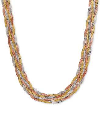 tri gold braided necklace