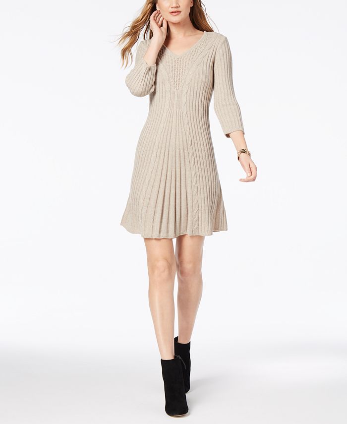 NY Collection Cable Knit Bodycon Sweater Dress, $60, Macy's