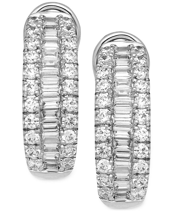 Macy's Diamond Hoop Earrings (1-1/2 ct. t.w.) in 14k White Gold - Macy's