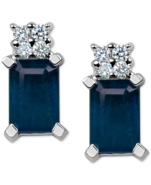 image of Sapphire (1-3/8 ct. t.w.) & Diamond Accent Stud Earrings in 14k White Gold
