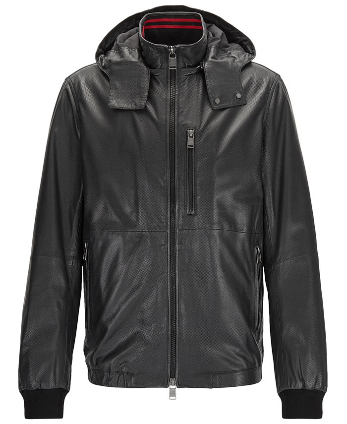 Hugo Boss BOSS Men's Perforated Leather Jacket & Reviews ...