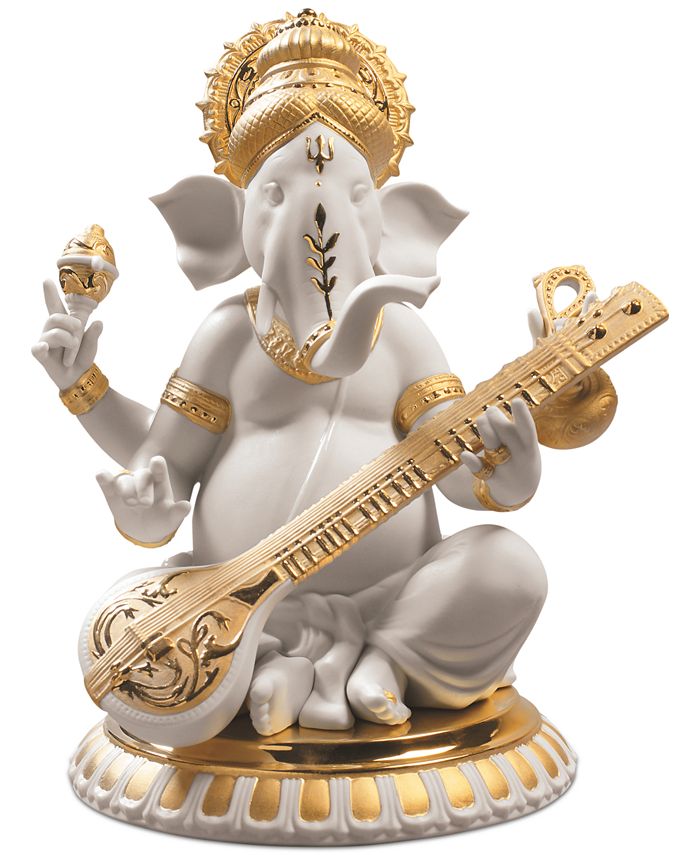 Lladró - Veena Ganesha Golden Re-Deco Figurine