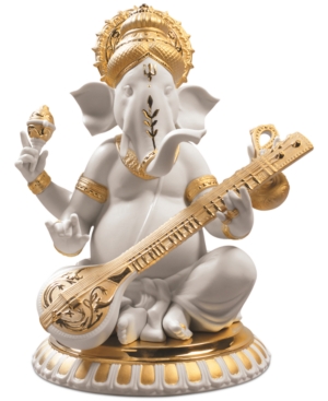 Lladrò Veena Ganesha Golden Re-deco Figurine In Multi