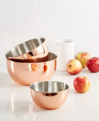 Martha Stewart Collection - 3-Pc. Copper Plated Mixing Bowl Sets