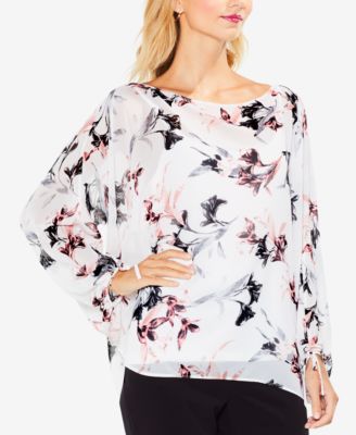 Vince Camuto Printed Bubble-Sleeved Blouse - Macy's