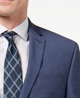 Kenneth Cole Reaction Men's Techni-Cole Slim-Fit Stretch New Blue Textured Suit