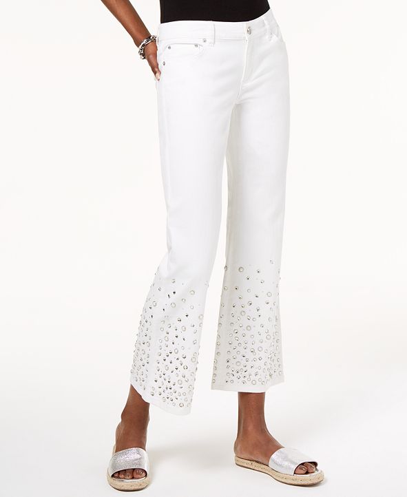 Michael Kors Izzy Embellished Cropped Jeans & Reviews - Jeans - Women ...