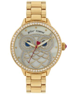 betsey johnson rose gold owl watch