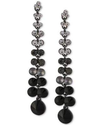 Say Yes to the Prom - Hematite-Tone Multi-Stone Linear Drop Earrings