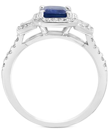 EFFY Collection - Sapphire (1-1/2 ct. t.w.) & Diamond (3/8 ct. t.w.) Engagement Ring in 18k White Gold