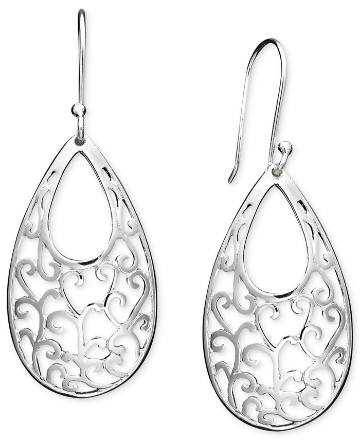 Giani Bernini - Sterling Silver Earrings, Open Filigree Drop